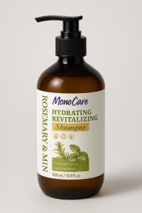 شامپو رزماری و نعناع مونوکر؛ تقویت گردش خون، کنترل چربی و مقابله با ریزش‌های هورمونی مو